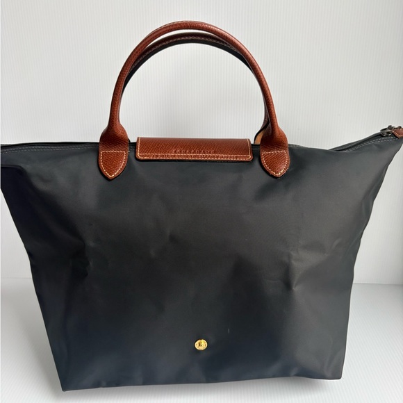 LONGCHAMP LE PLIAGE TOTE BAG LARGE - Charcoal Matte Finish Nylon /Leather EUC - Picture 3 of 17
